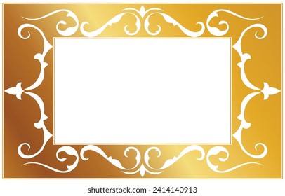 Golden message box, Thai pattern, chat, lecture area Free space for text