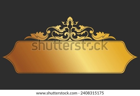 Golden message box, Thai pattern, chat, lecture area Free space for text