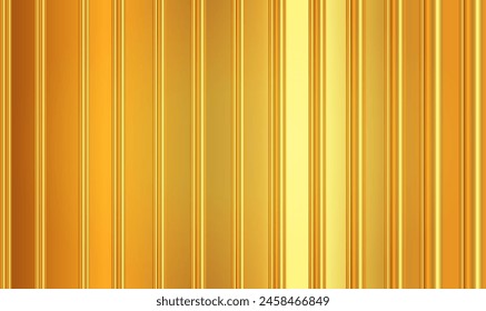 Golden Metal Background With 3D Vertical Stripes. Golden iron sheets background. Metal sheet. Zink galvanized steel profiled panels. Reflecting metal convex texture for banner web,presentation. Vector