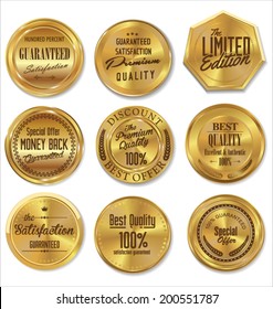 Golden metal badges