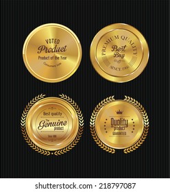 Golden metal badges