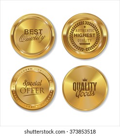 Golden metal badges