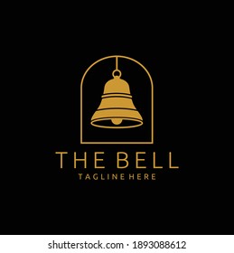 Golden Metal Bell Isolated on a Black Background, School Bell, Vintage Bell, Vector Illustration