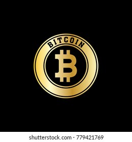 Golden Metal Bitcoin Logo Design Vector