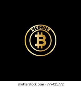 Golden Metal Bitcoin Logo Design Vector