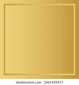 Golden metal blank background illustration. Golden photo frame. Gold, steel texture vector. Abstract and luxury gold wallpaper.