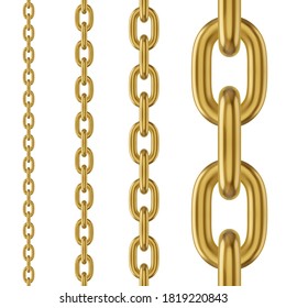 Golden metal chain  Realistic vector seamless chain for brushes   design