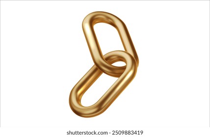 Golden metal chain. Realistic vector chain isolated. Futuristic 3D shape vector of chrome element
