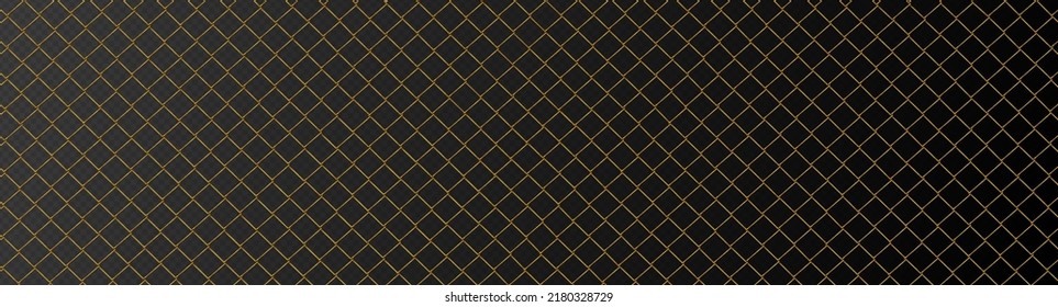 Golden metal fence mesh, pattern of brass wire grid isolated on dark transparent background. Vector realistic background with 3d yellow grate for jail enclosure, safety barrier, cage
