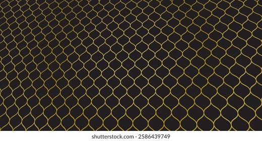 Golden metal fence mesh, pattern of brass wire grid isolated on dark transparent background. Vector realistic background with 3d yellow grate for jail enclosure, safety barrier, cage