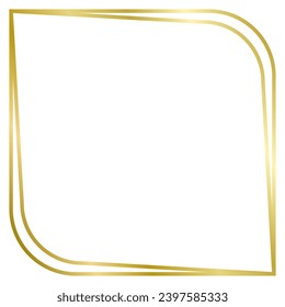 Golden metal frame isolated on white. Vector frame for text, photo, certificate, pictures, diploma, card, invitation. Square luxury frame	