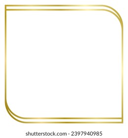 Golden metal frame isolated on white. Vector frame for text, photo, certificate, pictures, diploma, card, invitation. Square luxury frame