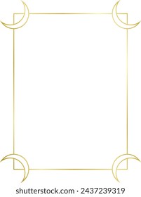 Golden metal frame isolated on white. Vector frame for text, certificate, pictures, diploma, photo. Frame with moons. Element for design