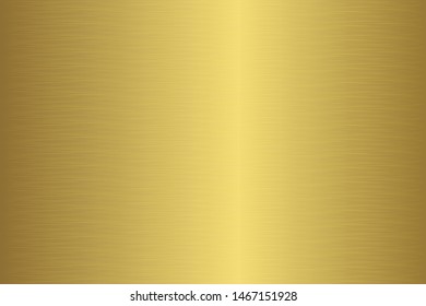 Golden metal gradient scratch texture background. Golden scratched metal chrome texture vector icon foil background. Golden grunge background for banner, ribbon, label. Golden shine metal design