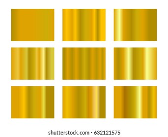 Golden metal gradients. Set. Vector Design.