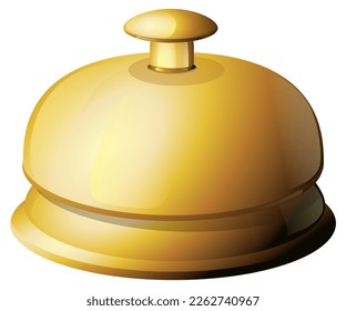 Golden metal hotel doorbell isolated on a white background