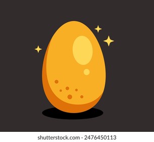 Golden metal isolated egg concept. Vector flat graphic design illustration