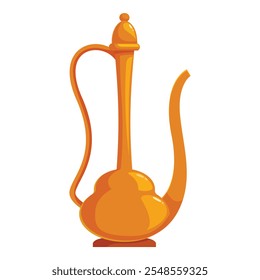 Golden metal jug, or aftaba, pouring water, symbolizing hospitality in eastern cultures