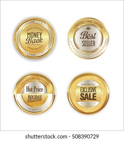 Golden metal labels retro collection 