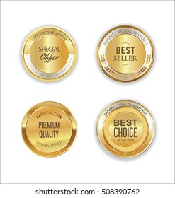 Golden metal labels retro collection 