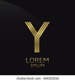 Golden metal letter Y logo. Gold. Luxury symbol. Business company logo. Vector illustration