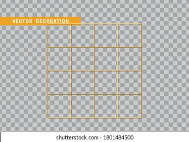 Golden Metal mesh geometric shape. Lattice Metal 3d object. Vector illustration