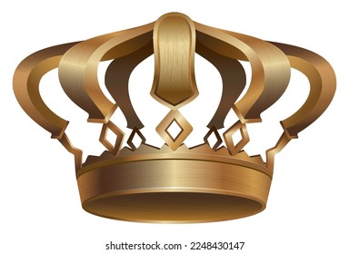 Golden metal old crown of ruler, king, emperor, queen, prince, princess, status achievement object