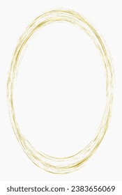 Golden metal oval frame isolated on white. Vector frame for photo. Frame for text, certificate, pictures, diploma