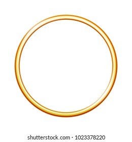 Golden metal ring isolated on white background. Vector empty frame