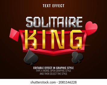 Golden Metal Solitaire King Game Logo Title Text Effect