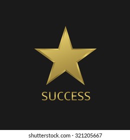 Golden metal star. Success symbol, Vector illustration