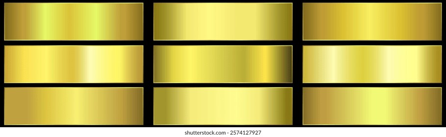 Golden metal vector collection. golden gradient..