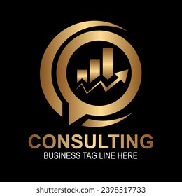 Golden metallic accounting amp financial logo design Growing business logo concept