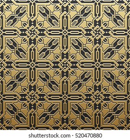 Golden metallic background with geometric pattern. Elegant luxury style.