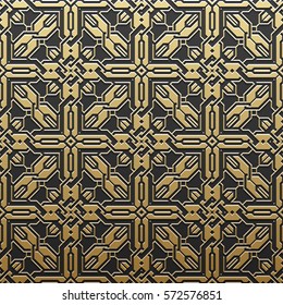 Golden metallic background with geometric pattern. Elegant luxury style.
