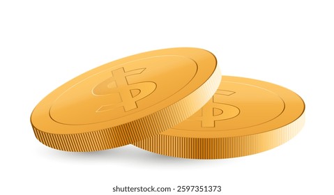 Golden metallic coin stack abundance richness banking investment financial realistic 3d icon vector illustration. Salary lottery win