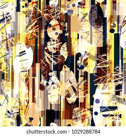 Golden and metallic colors.  Seamless texture with different shapes. Abstract vector background for web page, banners backdrop, fabric, home decor, wrapping