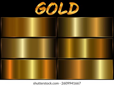 Golden metallic gradient with frame on black background. A pattern with a shiny metallic gradient. The texture of the leaf. gold gradient..
