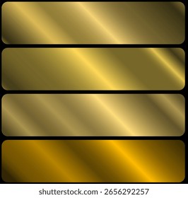 Gradiente metálico dorado con marco sobre fondo negro. Un patrón con un gradiente metálico brillante. La textura de la hoja.