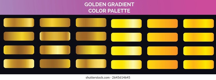 Golden metallic gradients set. Elegant luxury gold gradients collection.