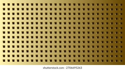 Fondo metálico dorado del pegboard con los agujeros cuadrados Pequeños y la iluminación suave del gradiente, creando una textura industrial moderna conveniente para las exhibiciones del producto, las maquetas, y los proyectos de diseño contemporáneos.