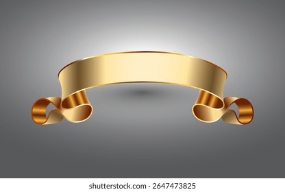 Golden Metallic Ribbon Banner Design Ornament
