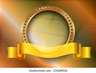 The golden metallic ring on the metallic background