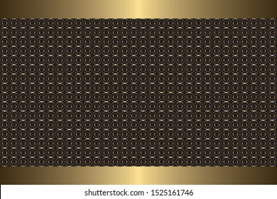 Golden metallic seamless elements on dark black background. Template for invitation, voucher, card, texture, phone case, wallpaper, web page design, print, house decoration, luxury concept or business