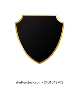Golden metallic shield security vector badge