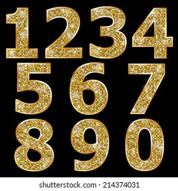 Golden metallic shiny numbers 