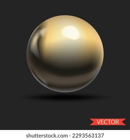 Golden, metallic sphere, ball. Vector geometric figure. Graphic element for design, backgrounds, posters, print, websites.
