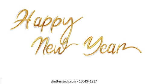 Golden metallic text new year for banner design. Vector illustration.