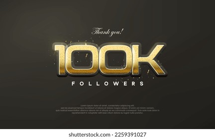 Golden metallic thank you 100k luxurious followers. Premium vector for poster, banner, celebration greeting. svg