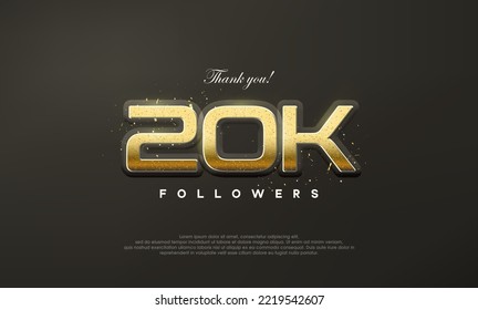 Golden metallic thank you 20k luxurious followers.